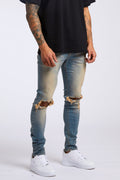 Legend London Jeans PREMIUM SKINNY FIT JEANS - STONE WASH DESTROYED KNEE