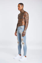 Legend London Jeans - spray on Stone Washed Jeans - Ripped & Repaired