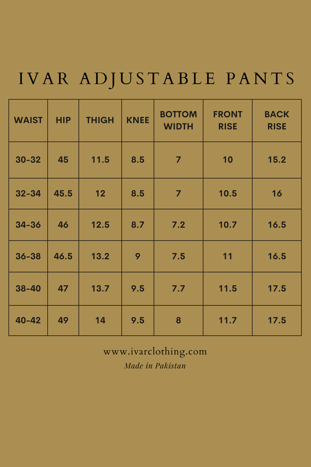 IVAR® Khaki Adjustable pleated pants