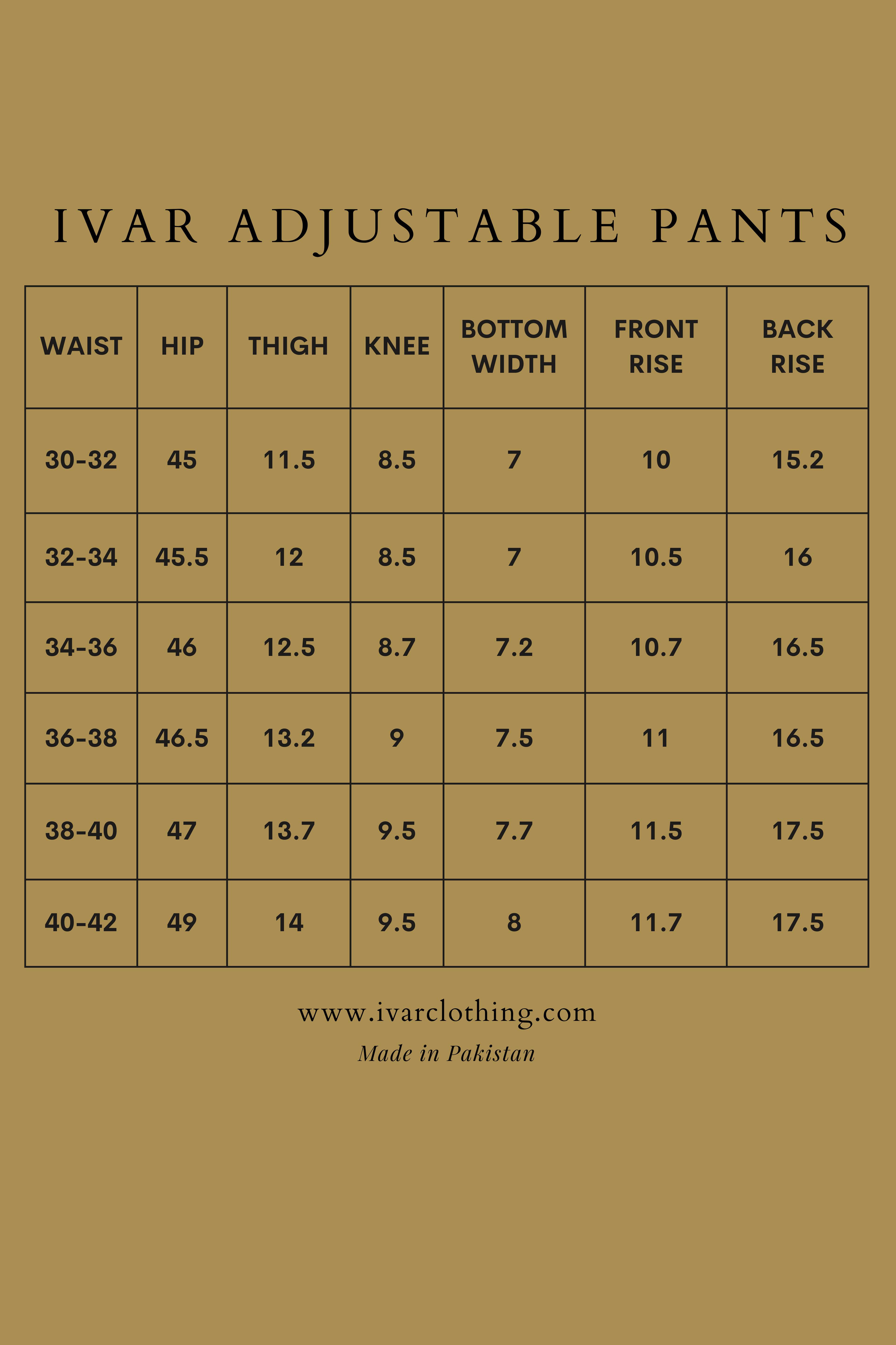 IVAR® Khaki Adjustable pleated pants